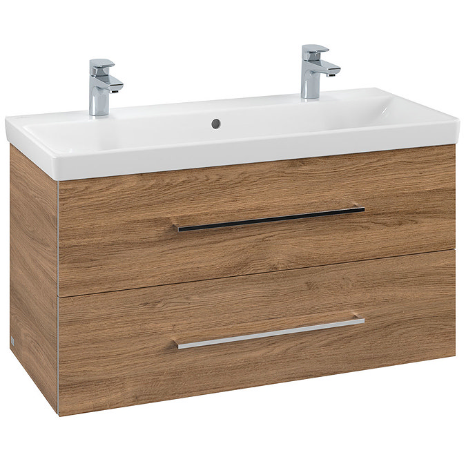 Villeroy and Boch Avento Oak Kansas 1000mm Wall Hung 2-Drawer Double Vanity Unit Large Image