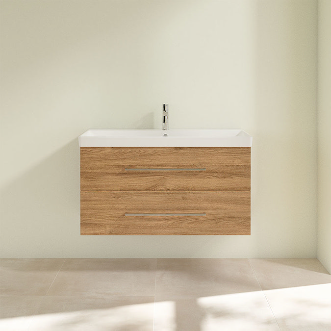 Villeroy and Boch Avento Oak Kansas 1000mm Wall Hung 2-Drawer Vanity Unit  Feature Large Image