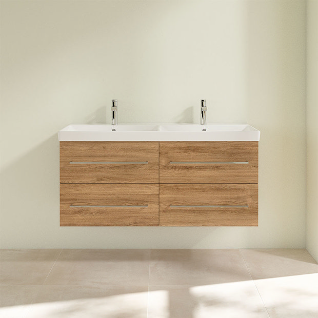 Villeroy and Boch Avento Oak Kansas 1200mm Wall Hung 4-Drawer Double ...