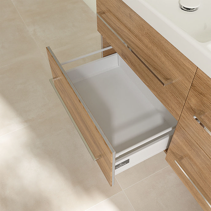 Villeroy and Boch Avento Oak Kansas 1200mm Wall Hung 4-Drawer Double Vanity Unit  additional Large I
