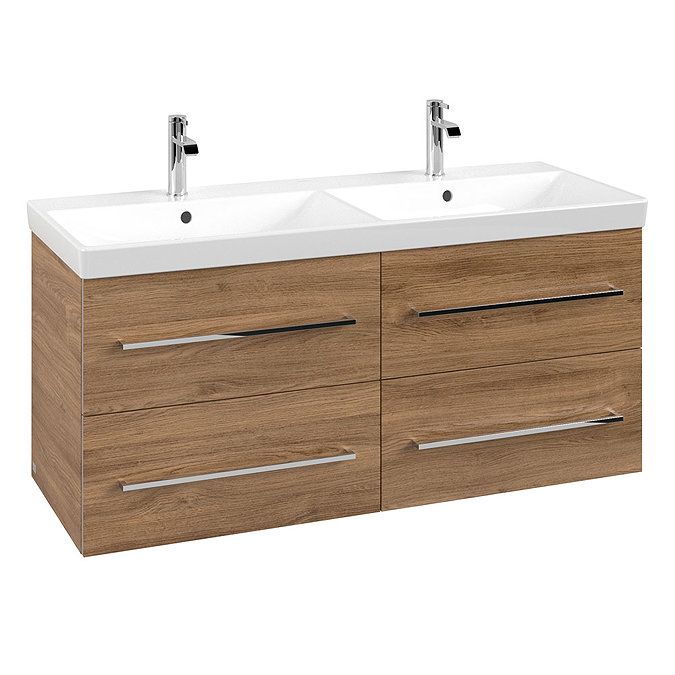 Villeroy and Boch Avento Oak Kansas 1200mm Wall Hung 4-Drawer Double Vanity Unit Large Image