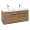 Villeroy and Boch Avento Oak Kansas 1200mm Wall Hung 4-Drawer Double Vanity Unit Large Image