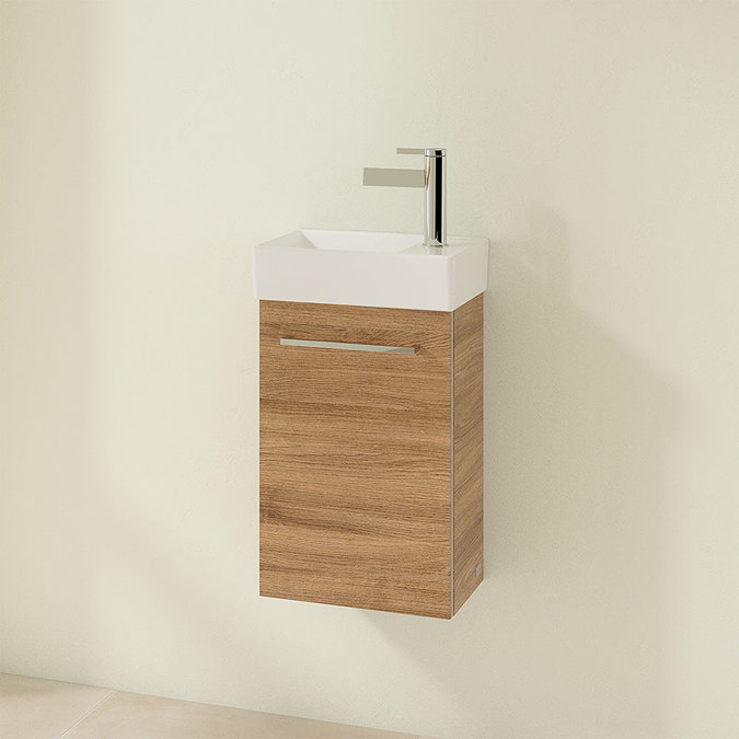 Villeroy and Boch Avento Oak Kansas 360mm Wall Hung Vanity Unit with Left Bowl Basin Profile Large