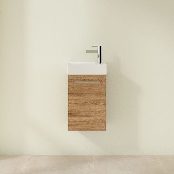 Villeroy and Boch Avento Oak Kansas 360mm Wall Hung Vanity Unit with Left Bowl Basin  Feature Large 