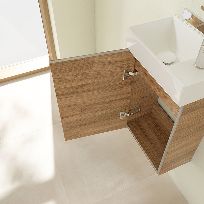 Villeroy and Boch Avento Oak Kansas 360mm Wall Hung Vanity Unit with Left Bowl Basin additional Lar
