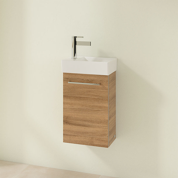 Villeroy and Boch Avento Oak Kansas 360mm Wall Hung Vanity Unit with Right Bowl Basin Profile Large