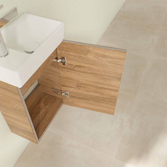 Villeroy and Boch Avento Oak Kansas 360mm Wall Hung Vanity Unit with Right Bowl Basin  additional La