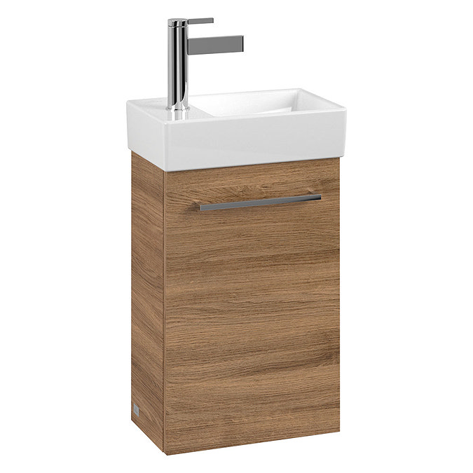 Villeroy and Boch Avento Oak Kansas 360mm Wall Hung Vanity Unit with Right Bowl Basin Large Image