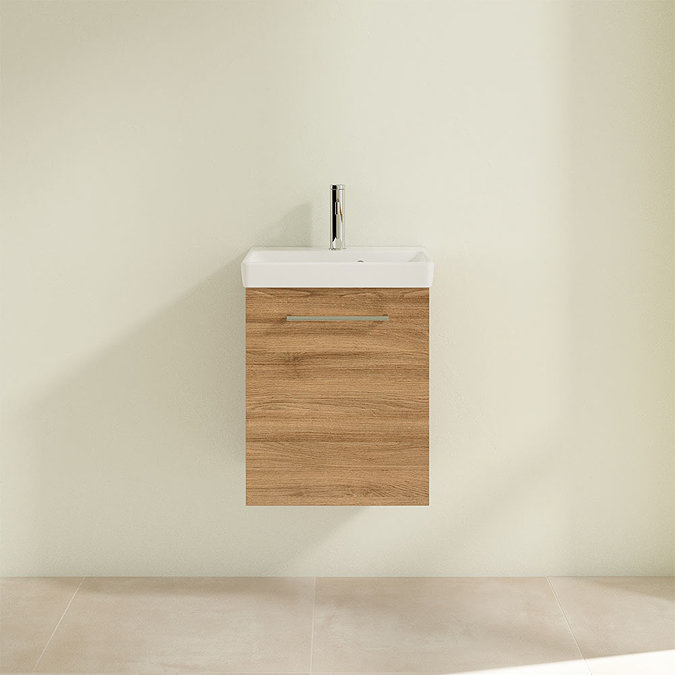 Villeroy and Boch Avento Oak Kansas 450mm Wall Hung 1-Door Vanity Unit  Feature Large Image