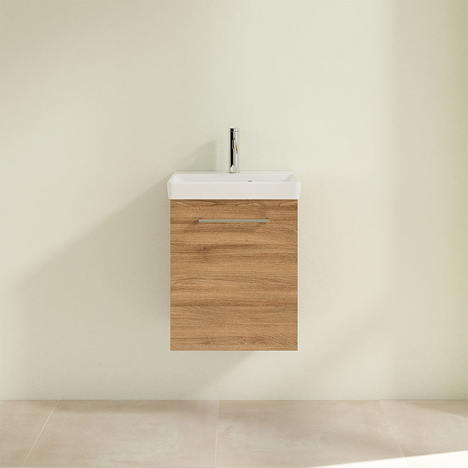 Villeroy and Boch Avento Oak Kansas 450mm Wall Hung 1-Door Vanity Unit Feature Large Image