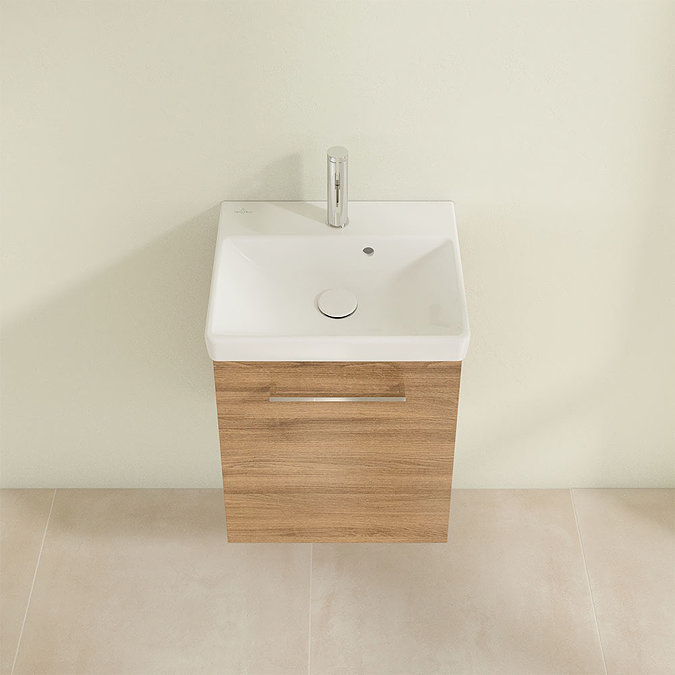 Villeroy and Boch Avento Oak Kansas 450mm Wall Hung 1-Door Vanity Unit Standard Large Image