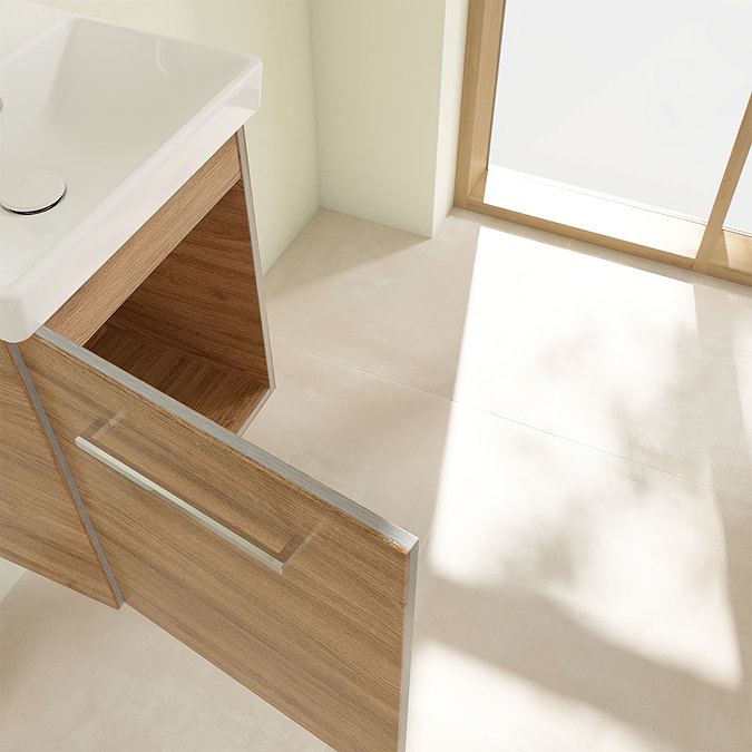 Villeroy and Boch Avento Oak Kansas 450mm Wall Hung 1-Door Vanity Unit Newest Large Image