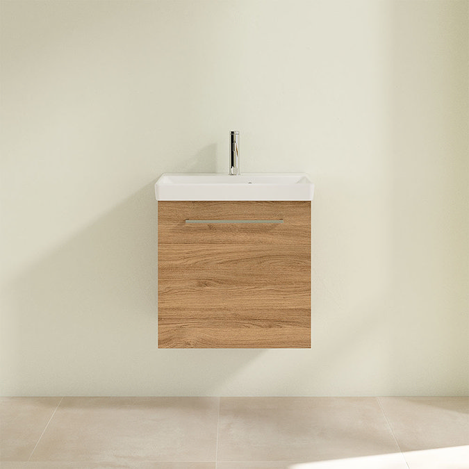 Villeroy and Boch Avento Oak Kansas 550mm Wall Hung 1-Drawer Vanity Unit Feature Large Image
