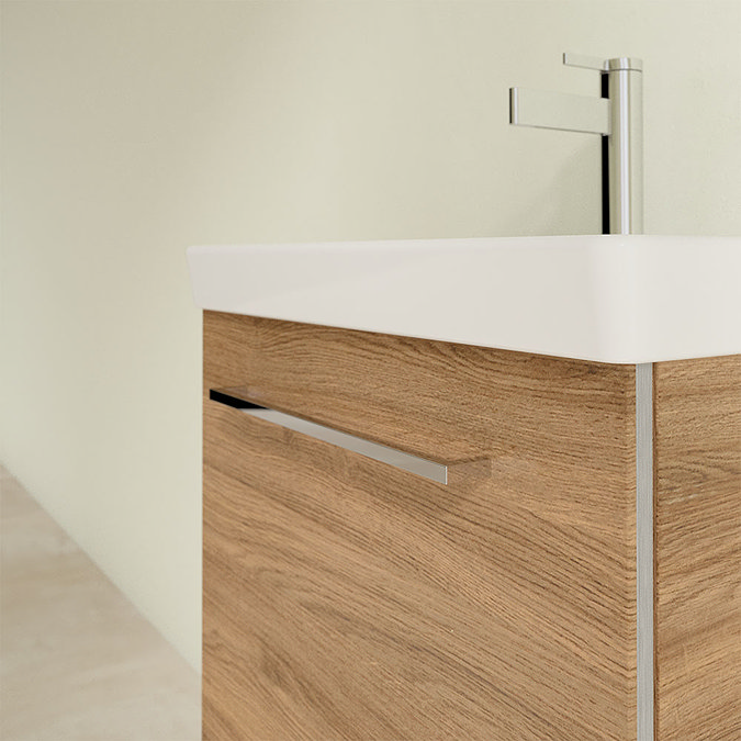 Villeroy and Boch Avento Oak Kansas 550mm Wall Hung 1-Drawer Vanity Unit In Bathroom Large Image