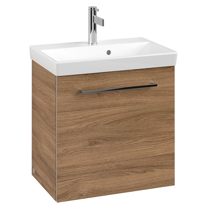 Villeroy and Boch Avento Oak Kansas 550mm Wall Hung 1-Drawer Vanity Unit Large Image