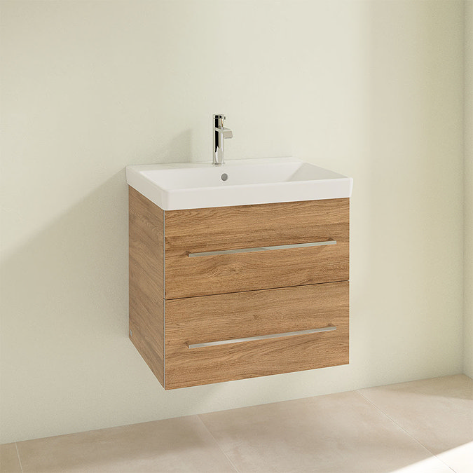 Villeroy and Boch Avento Oak Kansas 600mm Wall Hung 2-Drawer Vanity Unit  Profile Large Image