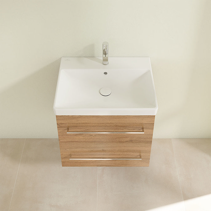 Villeroy and Boch Avento Oak Kansas 600mm Wall Hung 2-Drawer Vanity Unit Standard Large Image
