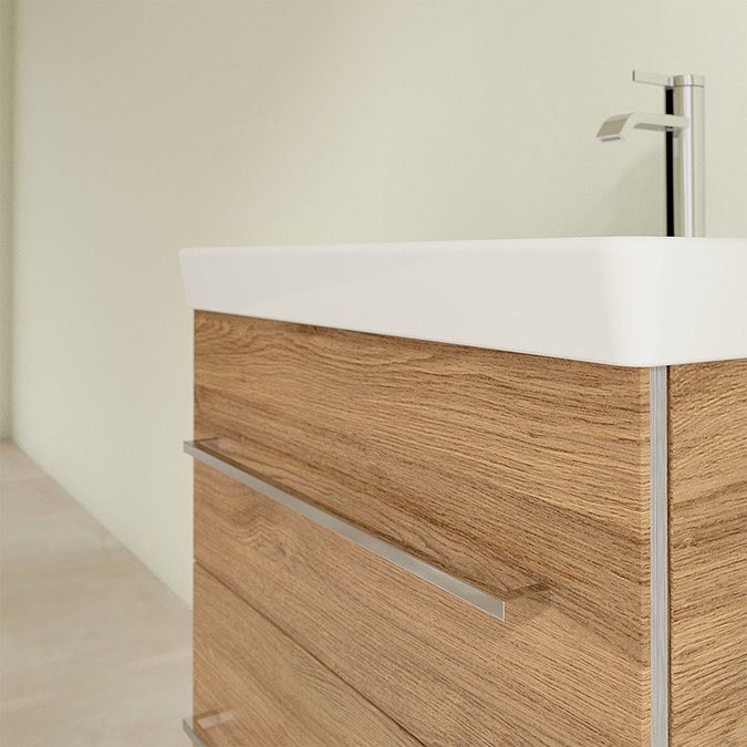 Villeroy and Boch Avento Oak Kansas 600mm Wall Hung 2-Drawer Vanity Unit  In Bathroom Large Image