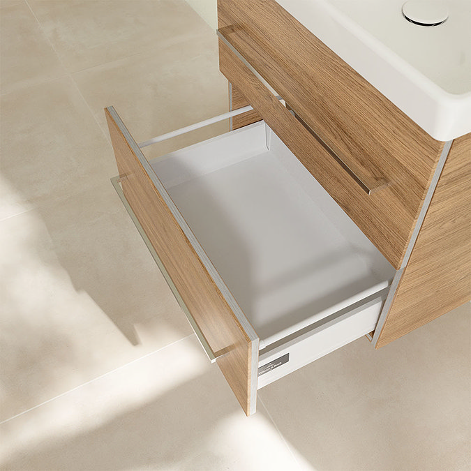 Villeroy and Boch Avento Oak Kansas 600mm Wall Hung 2-Drawer Vanity Unit additional Large Image