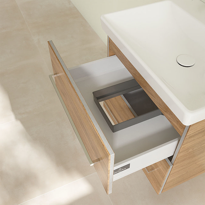 Villeroy and Boch Avento Oak Kansas 600mm Wall Hung 2-Drawer Vanity Unit Newest Large Image