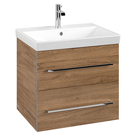 Villeroy and Boch Avento Oak Kansas 600mm Wall Hung 2-Drawer Vanity Unit Large Image
