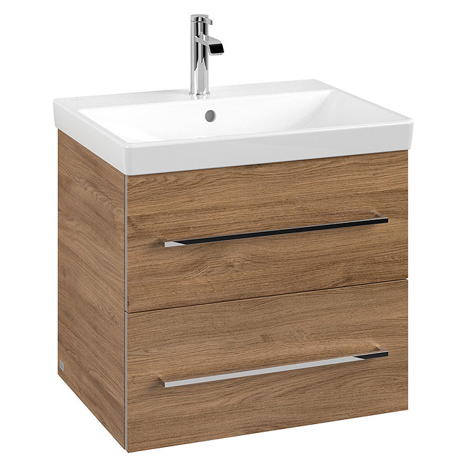 Villeroy and Boch Avento Oak Kansas 600mm Wall Hung 2-Drawer Vanity Unit Large Image