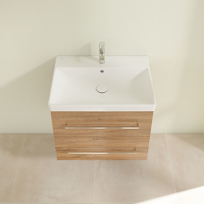 Villeroy and Boch Avento Oak Kansas 650mm Wall Hung 2-Drawer Vanity Unit Standard Large Image