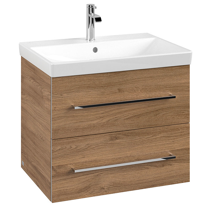 Villeroy and Boch Avento Oak Kansas 650mm Wall Hung 2-Drawer Vanity Unit Large Image