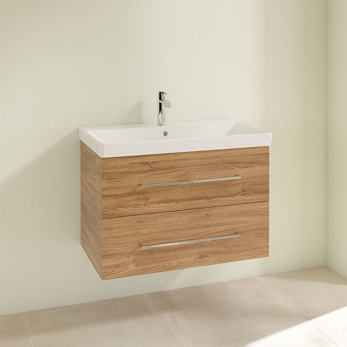 Villeroy and Boch Avento Oak Kansas 800mm Wall Hung 2-Drawer Vanity Unit Profile Large Image