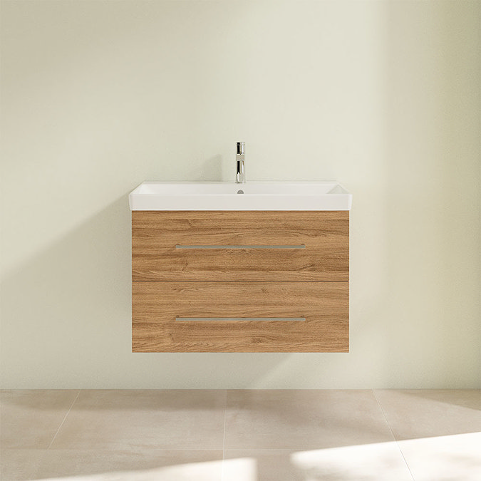 Villeroy and Boch Avento Oak Kansas 800mm Wall Hung 2-Drawer Vanity Unit  Feature Large Image