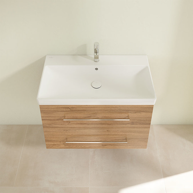 Villeroy and Boch Avento Oak Kansas 800mm Wall Hung 2-Drawer Vanity Unit Standard Large Image
