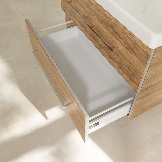 Villeroy and Boch Avento Oak Kansas 800mm Wall Hung 2-Drawer Vanity Unit additional Large Image