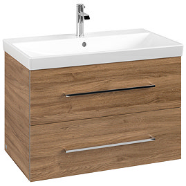 Villeroy and Boch Avento Oak Kansas 800mm Wall Hung 2-Drawer Vanity Unit Large Image