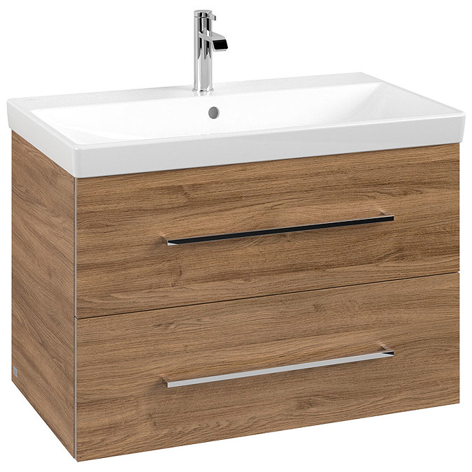 Villeroy and Boch Avento Oak Kansas 800mm Wall Hung 2-Drawer Vanity Unit Large Image