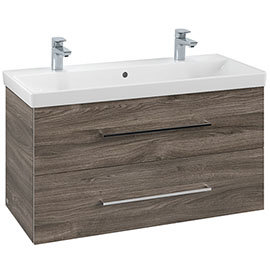 Villeroy and Boch Avento Stone Oak 1000mm Wall Hung 2-Drawer Double Vanity Unit Medium Image