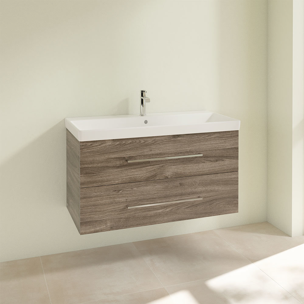 Villeroy And Boch Avento Stone Oak 1000mm Wall Hung 2-drawer Vanity Unit