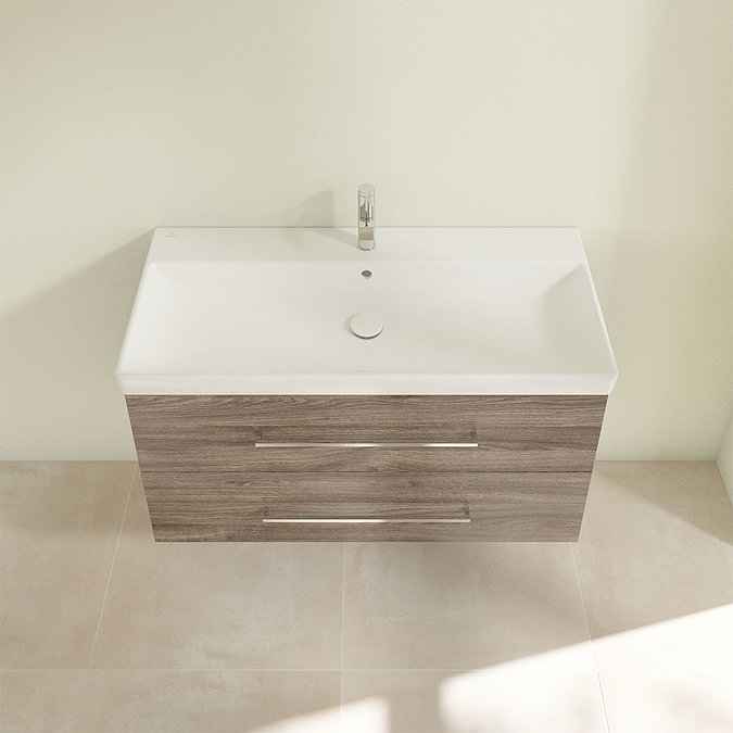 Villeroy and Boch Avento Stone Oak 1000mm Wall Hung 2-Drawer Vanity Unit Standard Large Image