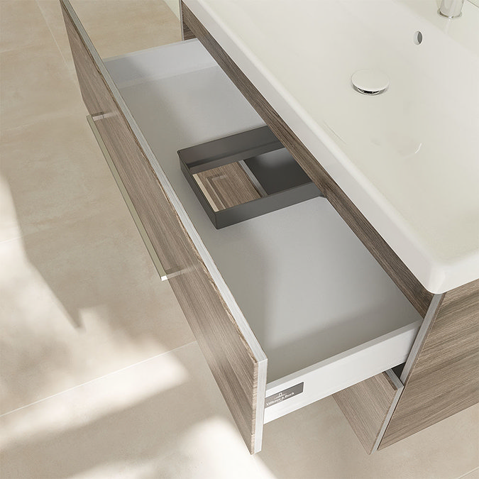 Villeroy and Boch Avento Stone Oak 1000mm Wall Hung 2-Drawer Vanity Unit Newest Large Image
