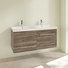 Villeroy and Boch Avento Stone Oak 1200mm Wall Hung 4-Drawer Double Vanity Unit  Profile Large Image