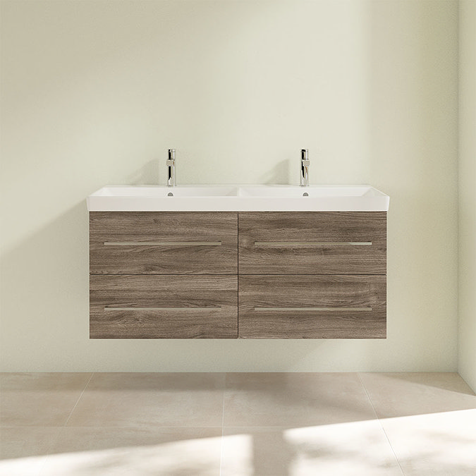 Villeroy and Boch Avento Stone Oak 1200mm Wall Hung 4-Drawer Double Vanity Unit  Feature Large Image