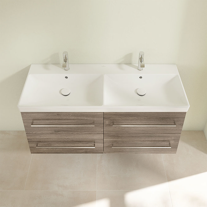 Villeroy and Boch Avento Stone Oak 1200mm Wall Hung 4-Drawer Double Vanity Unit  Standard Large Imag