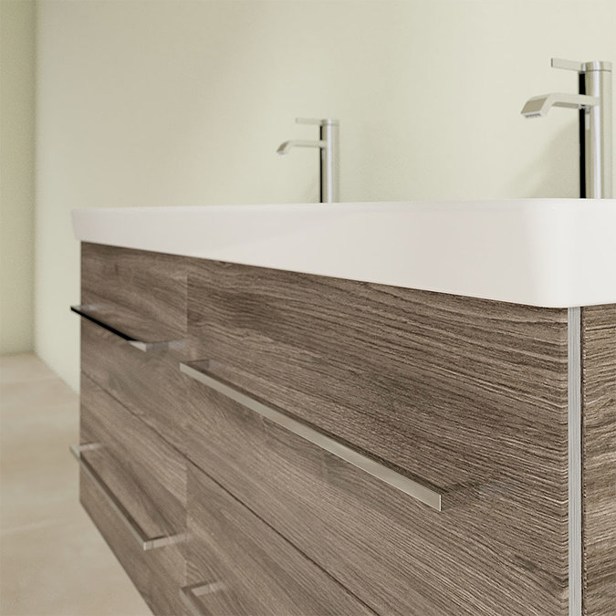Villeroy and Boch Avento Stone Oak 1200mm Wall Hung 4-Drawer Double Vanity Unit  In Bathroom Large I