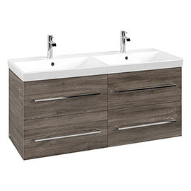 Villeroy and Boch Avento Stone Oak 1200mm Wall Hung 4-Drawer Double Vanity Unit Medium Image