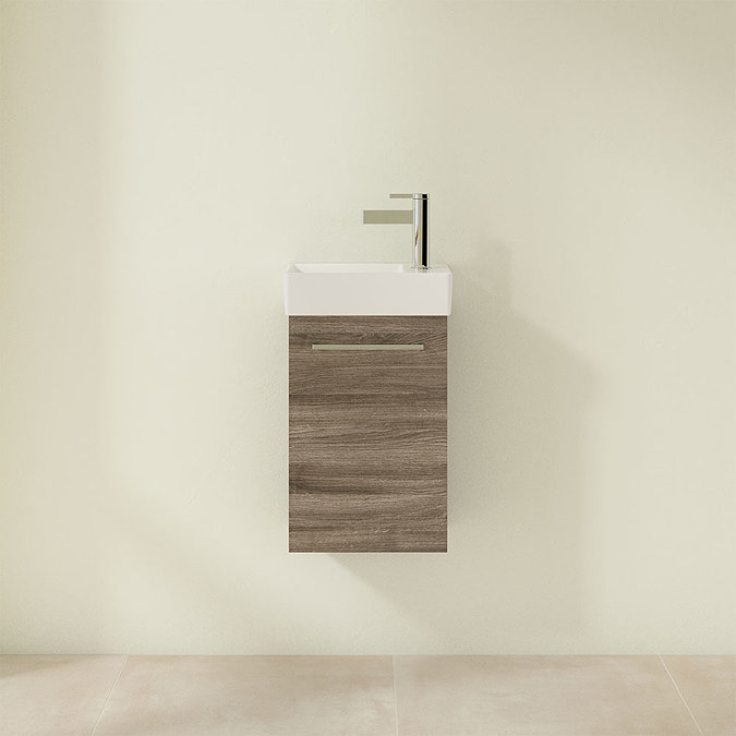 Villeroy and Boch Avento Stone Oak 360mm Wall Hung Vanity Unit with Left Bowl Basin  Feature Large I