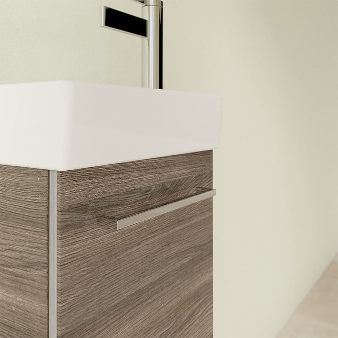 Villeroy and Boch Avento Stone Oak 360mm Wall Hung Vanity Unit with Left Bowl Basin Standard Large