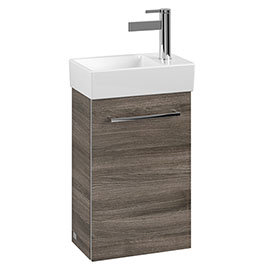 Villeroy and Boch Avento Stone Oak 360mm Wall Hung Vanity Unit with Left Bowl Basin Medium Image