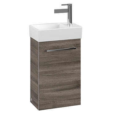 Villeroy and Boch Avento Stone Oak 360mm Wall Hung Vanity Unit with Left Bowl Basin  Feature Large I