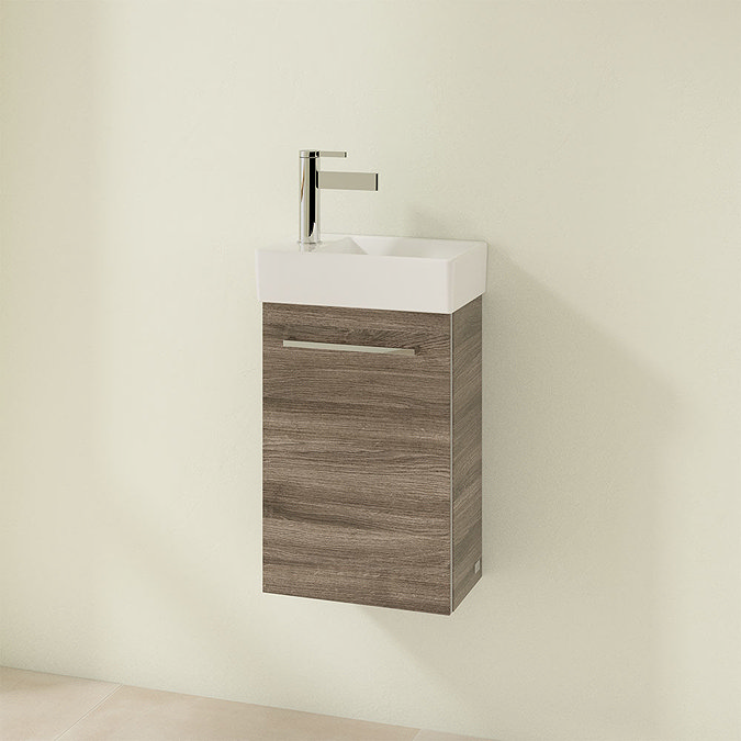 Villeroy and Boch Avento Stone Oak 360mm Wall Hung Vanity Unit with Right Bowl Basin  Profile Large 