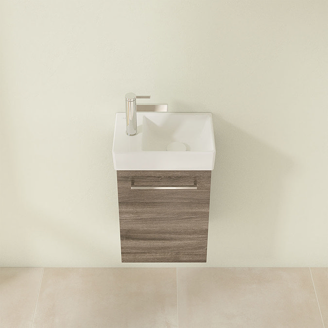 Villeroy and Boch Avento Stone Oak 360mm Wall Hung Vanity Unit with Right Bowl Basin  Standard Large