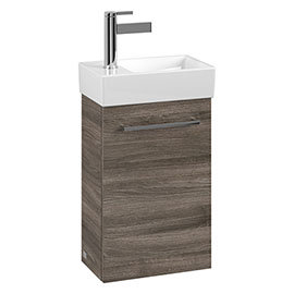 Villeroy and Boch Avento Stone Oak 360mm Wall Hung Vanity Unit with Right Bowl Basin Medium Image